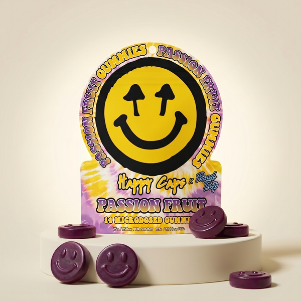 Happy Caps® x Road Trip - MICRODOSED Gummies + Functional Mushrooms - Passion Fruit