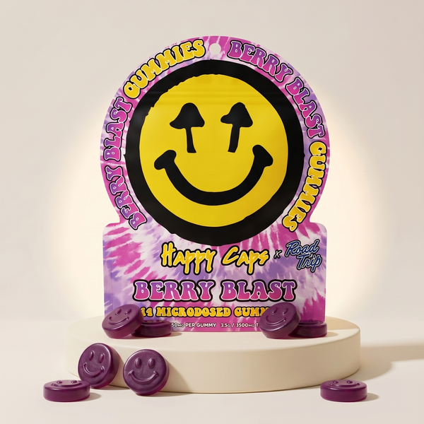 Happy Caps® x Road Trip - MICRODOSED Gummies + Functional Mushrooms - Berry Blast