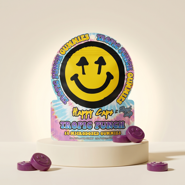 Happy Caps® x Road Trip - MICRODOSED Gummies + Functional Mushrooms - Tropic Punch
